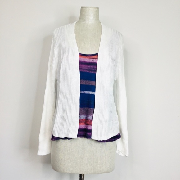 Splendid Semi-Sheer Multicolor Streak Scoop Neck Relaxed Tank Top Medium - Picture 3 of 12